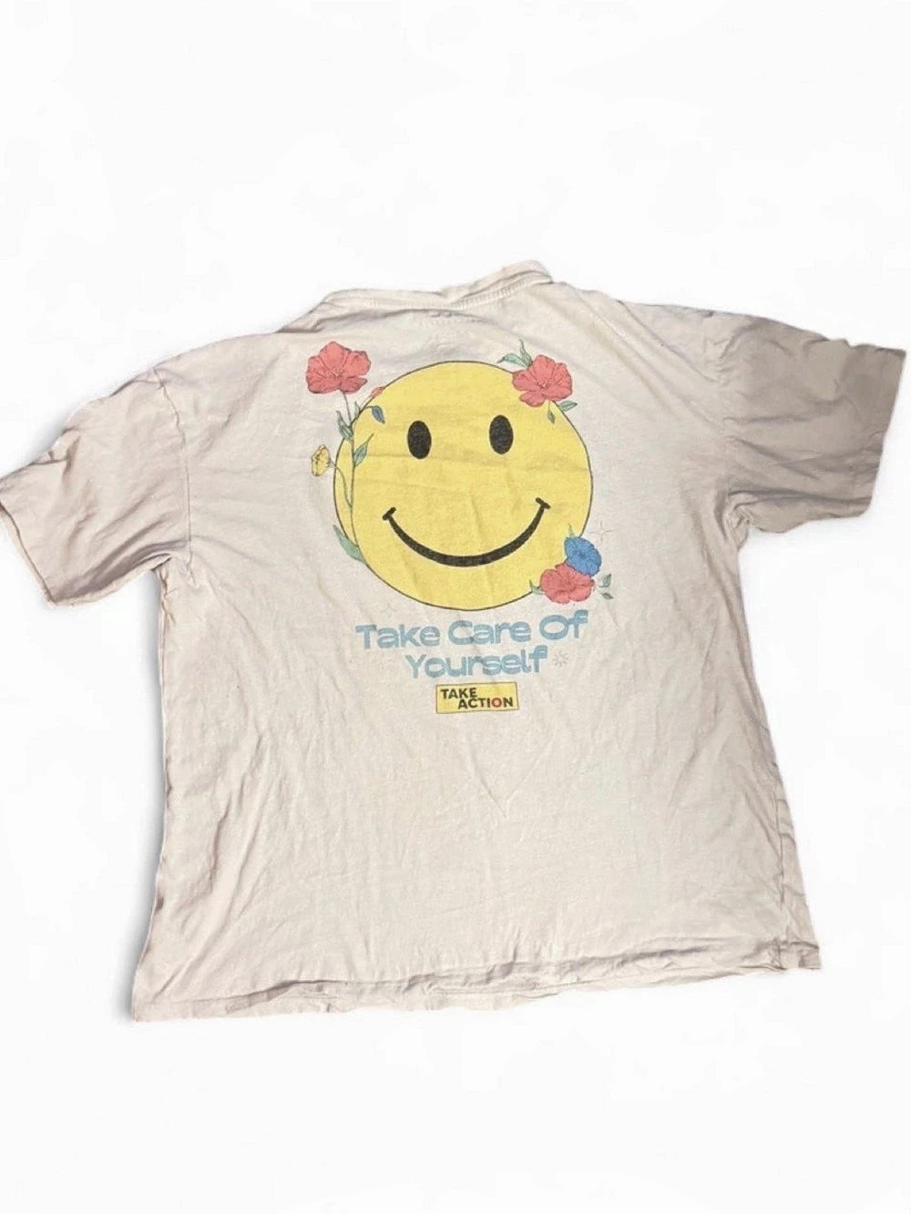 Aéropostale Take Action Take Care of Yourself Smiley Graphic Tee M